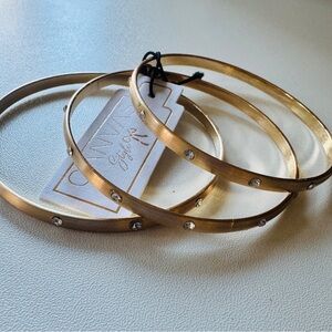 (NWT) Set of 3 Gold Tone Pave Crystal Bangle Bracelets